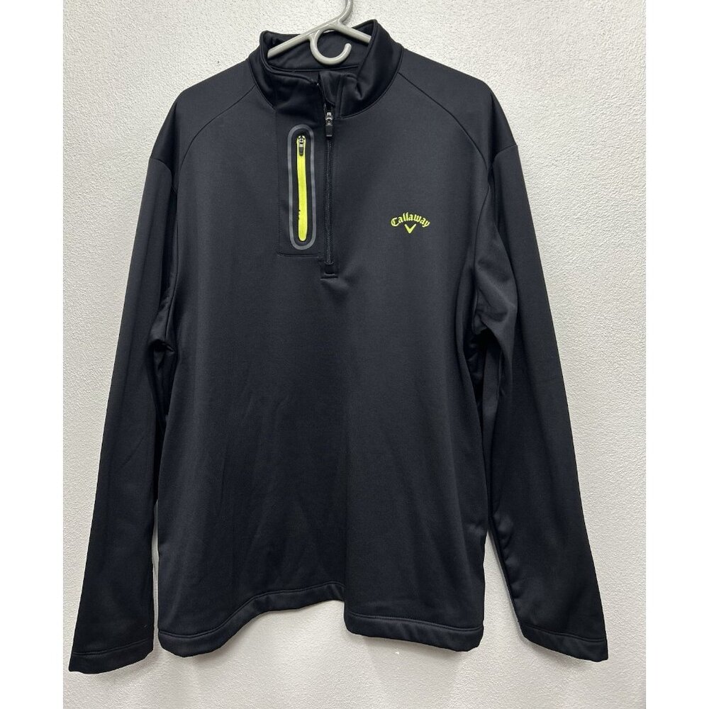 Callaway Golf Quarter Zip Pullover Sweatshirt Men's XL Black Long Sleeve Jacket